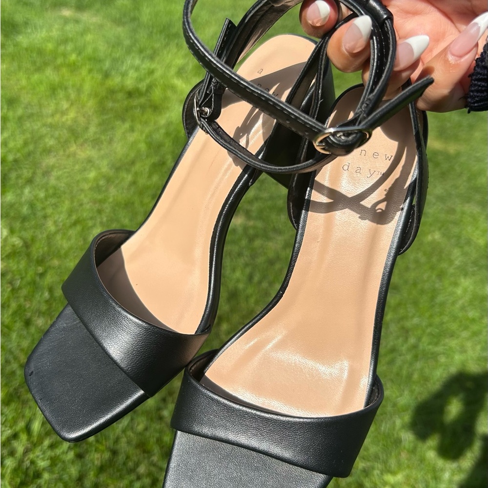 A New Day Black Strappy Heels